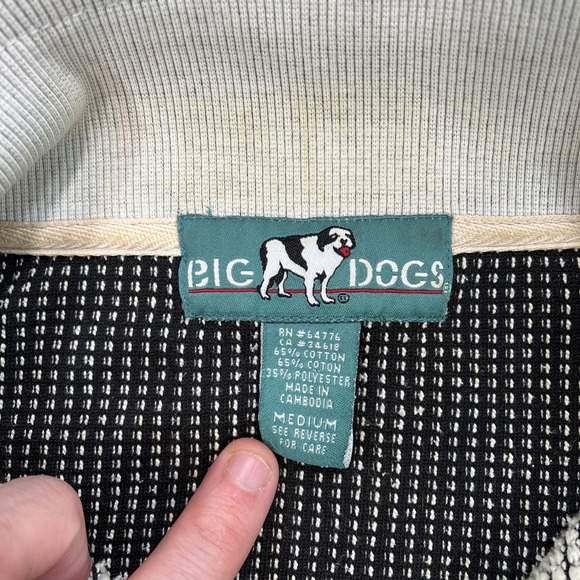 VTG Big Dogs Men's 1/4 Zip Pullover Sweater Biege Textured Knit Long Sleeve M - Picture 2 of 12